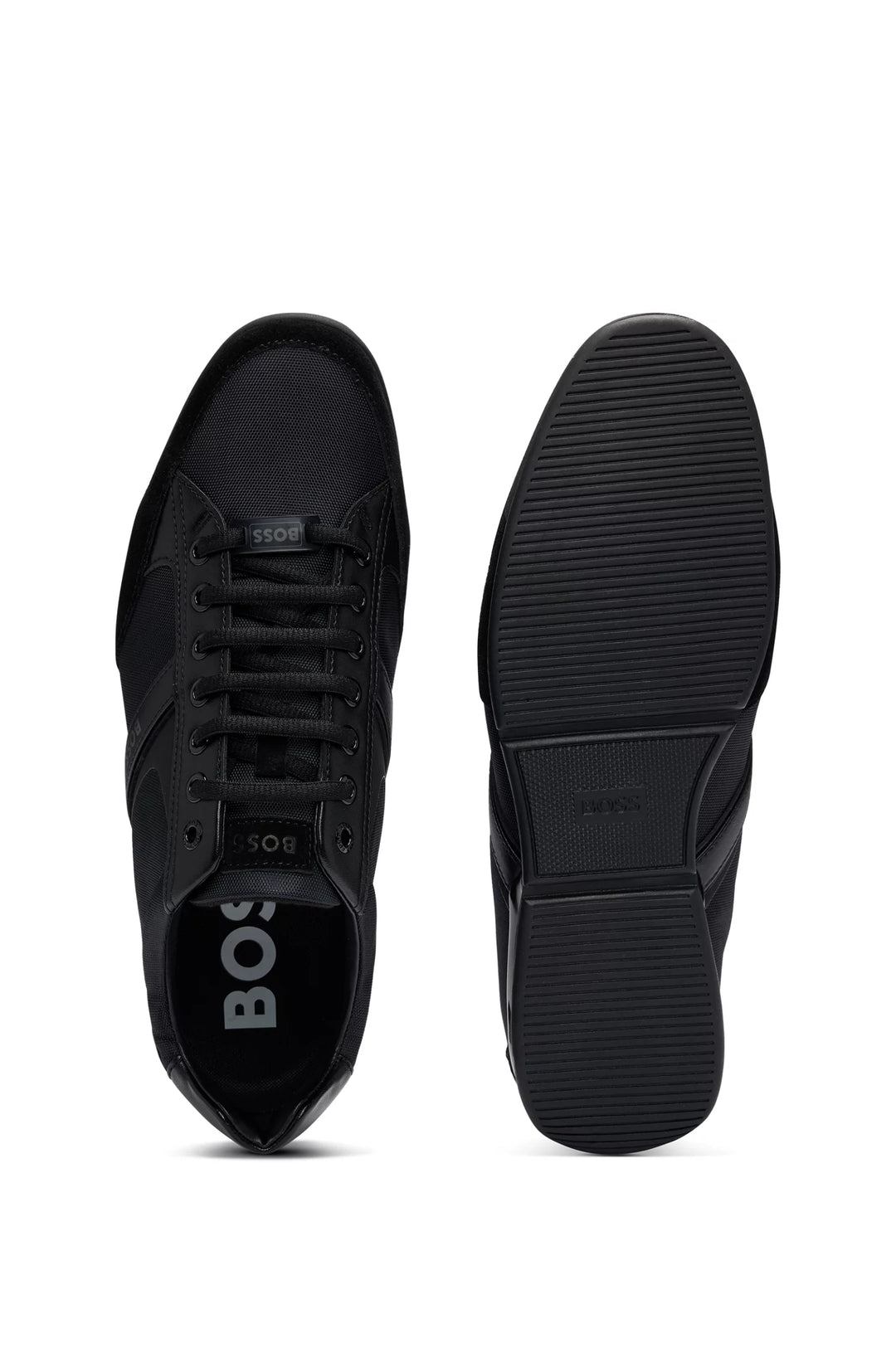 Boss Mixed-material trainers with suede and faux leather