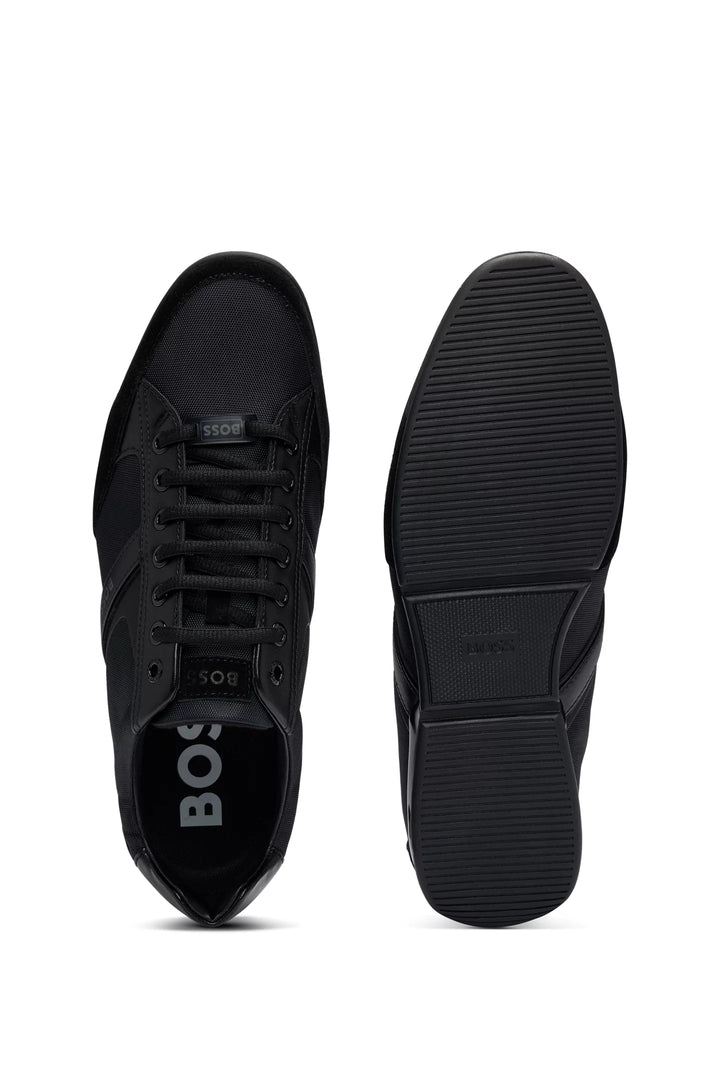 Boss Mixed-material trainers with suede and faux leather