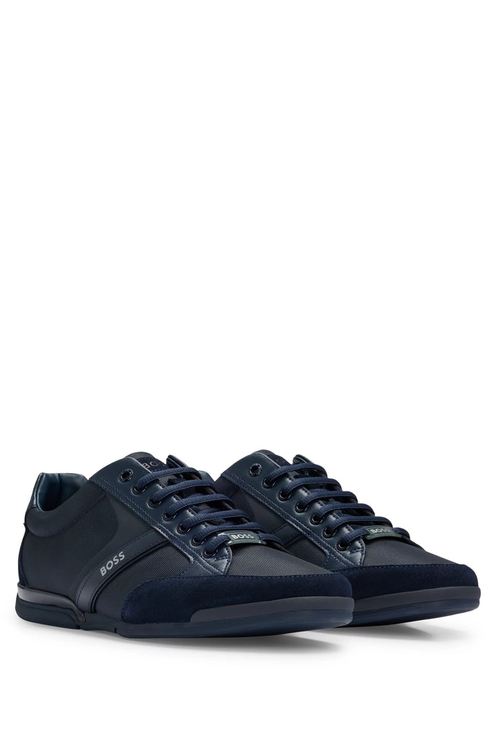Boss Mixed-material trainers with suede and faux leather