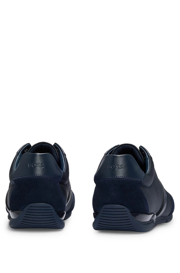 Boss Mixed-material trainers with suede and faux leather