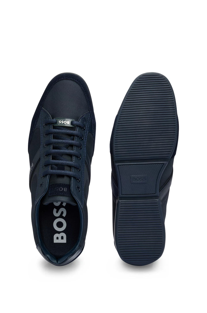 Boss Mixed-material trainers with suede and faux leather