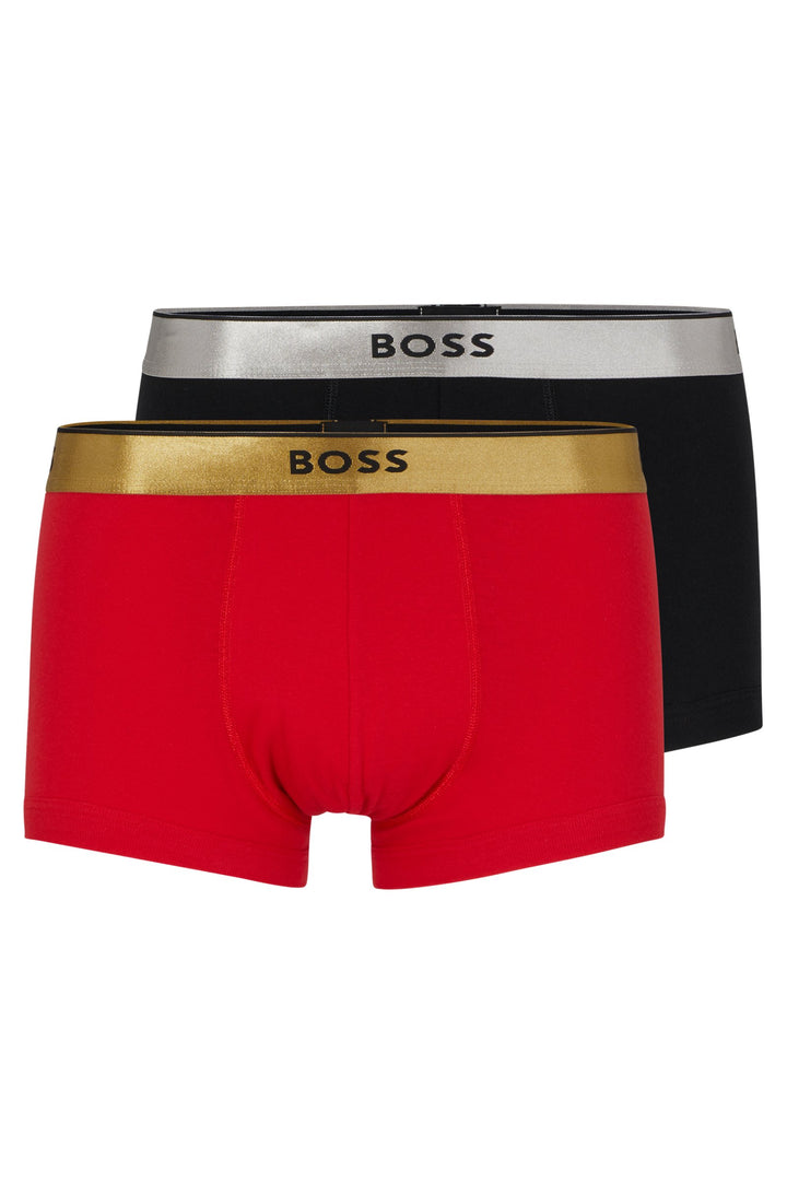Boss Two-pack of cotton trunks with metallic branded waistbands