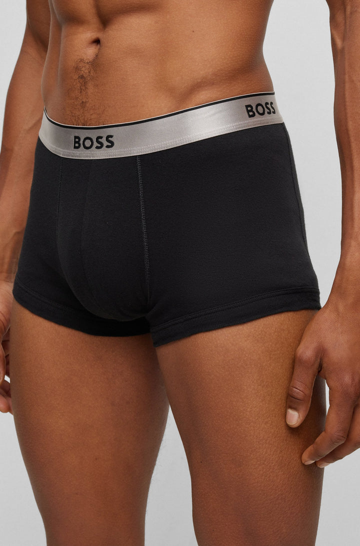 Boss Two-pack of cotton trunks with metallic branded waistbands