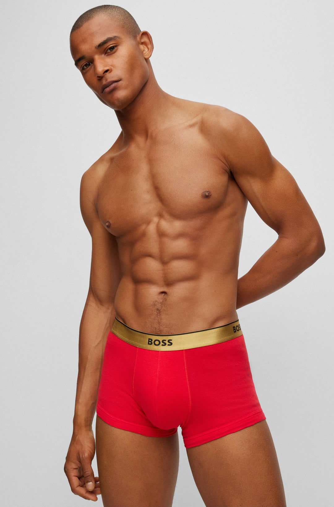 Boss Two-pack of cotton trunks with metallic branded waistbands