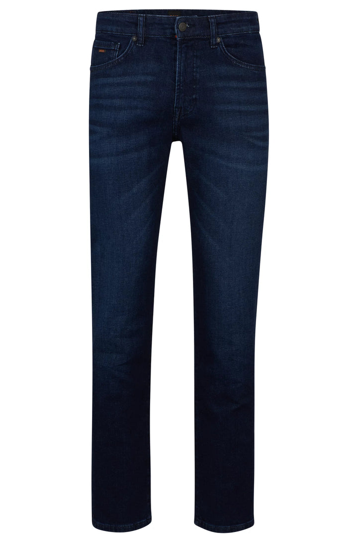 Boss Regular-fit jeans in dark-blue comfort-stretch denim
