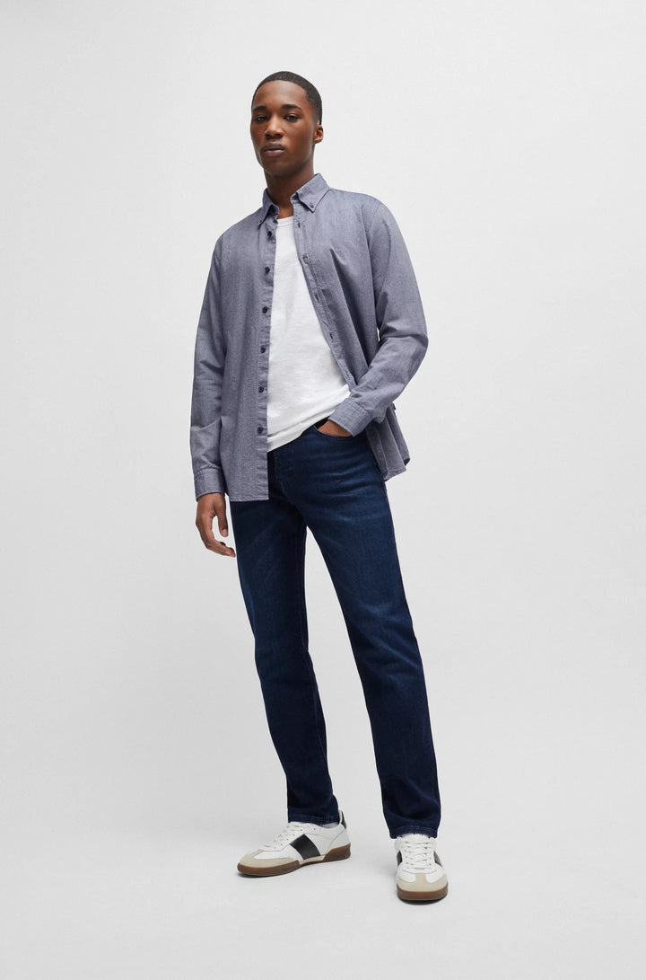 Boss Regular-fit jeans in dark-blue comfort-stretch denim