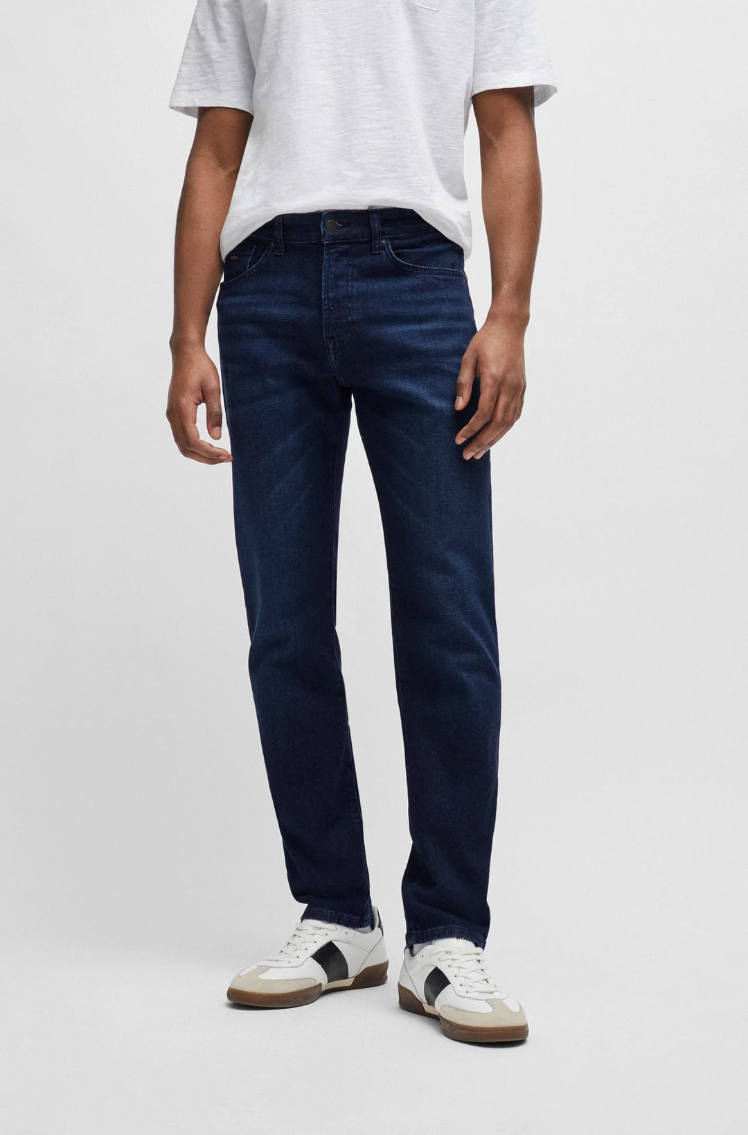 Boss Regular-fit jeans in dark-blue comfort-stretch denim