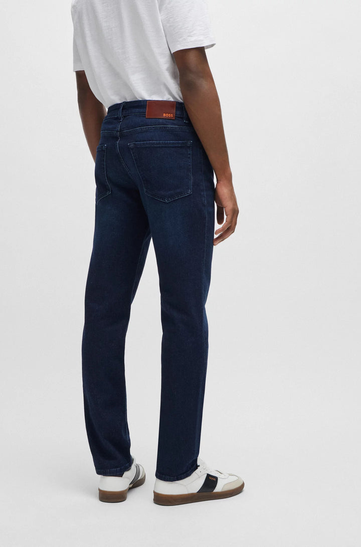 Boss Regular-fit jeans in dark-blue comfort-stretch denim