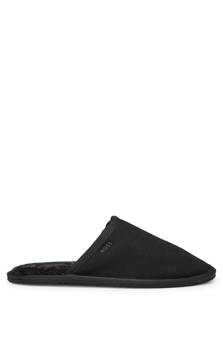 Boss Faux-suede slippers with rubber sole