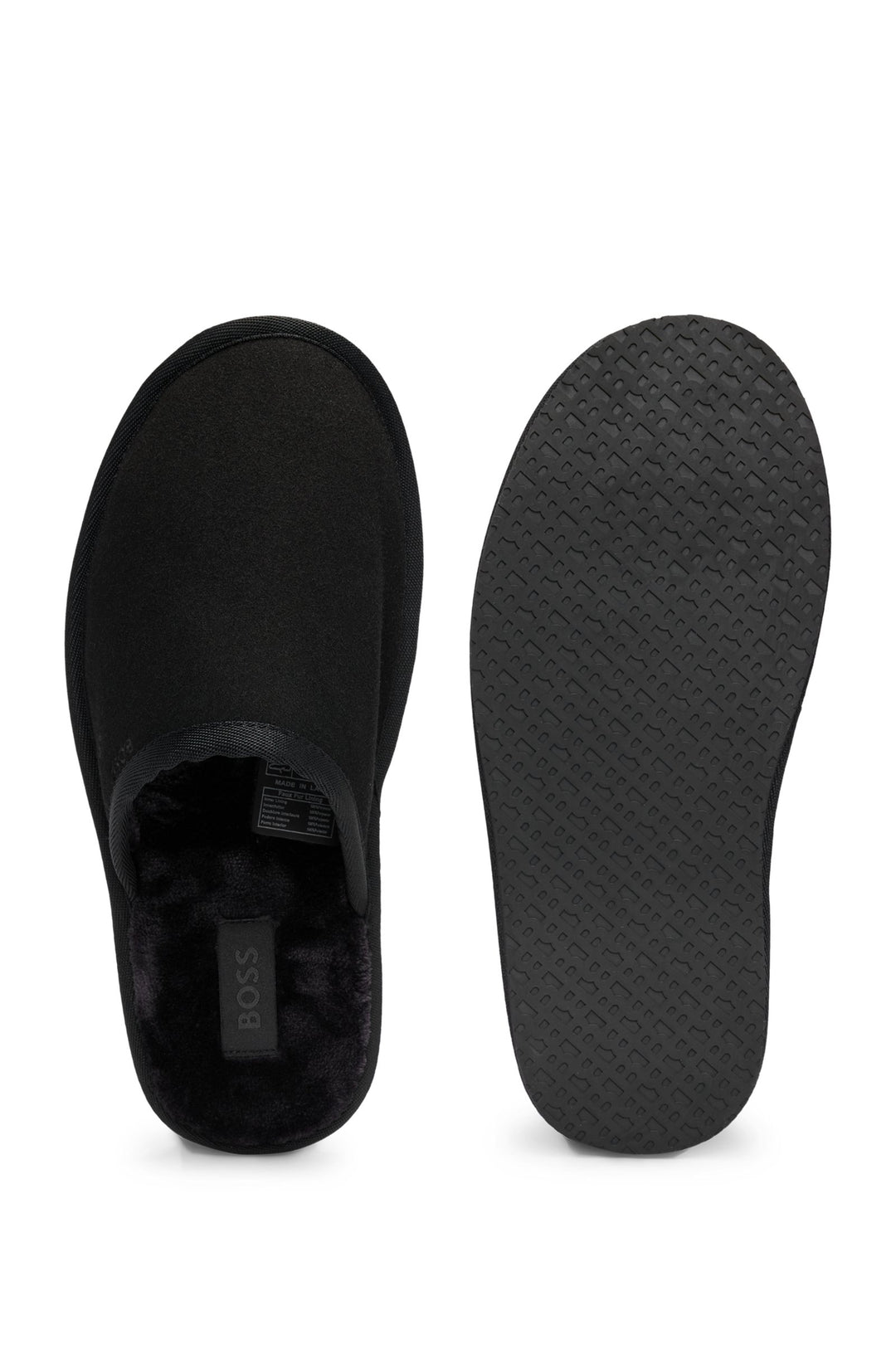 Boss Faux-suede slippers with rubber sole