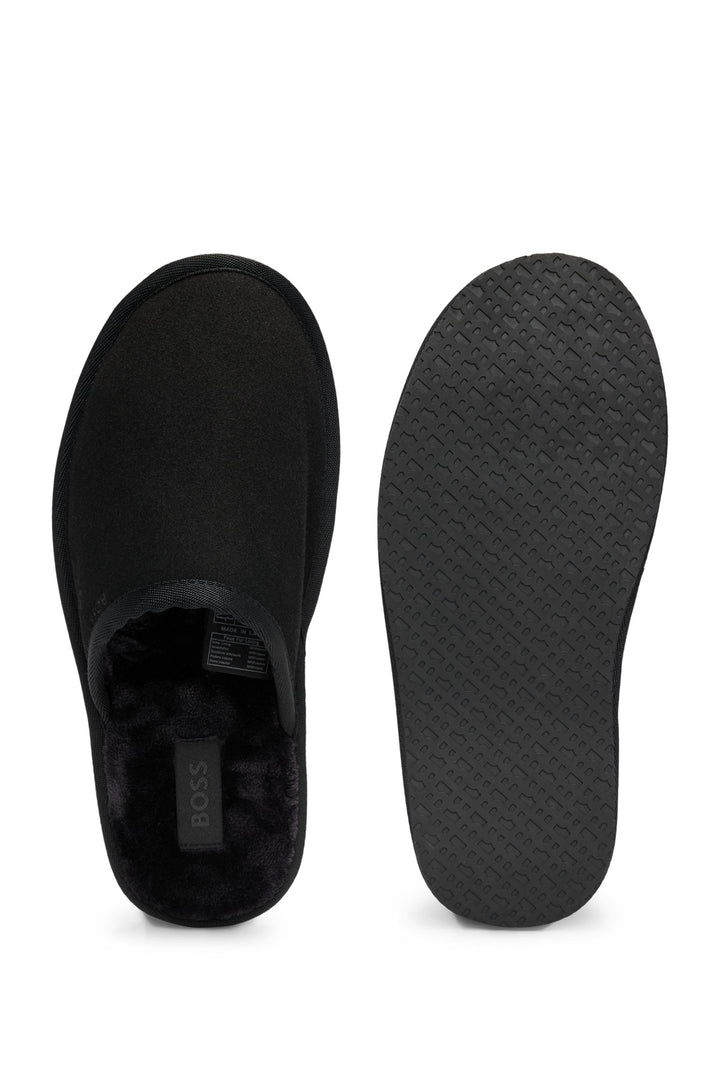 Boss Faux-suede slippers with rubber sole