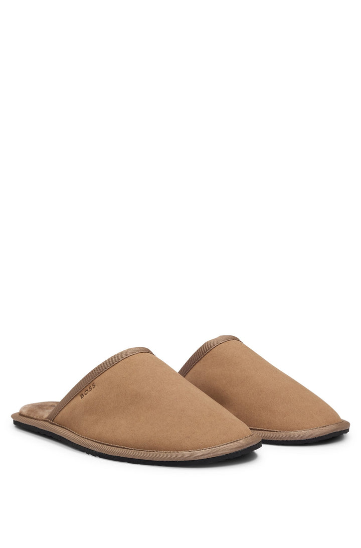 Boss Faux-suede slippers with rubber sole