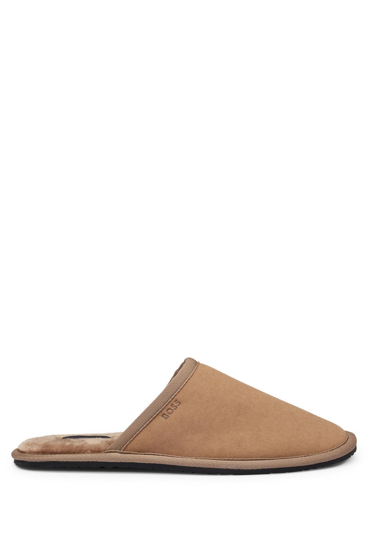 Boss Faux-suede slippers with rubber sole