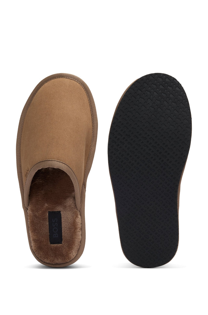 Boss Faux-suede slippers with rubber sole