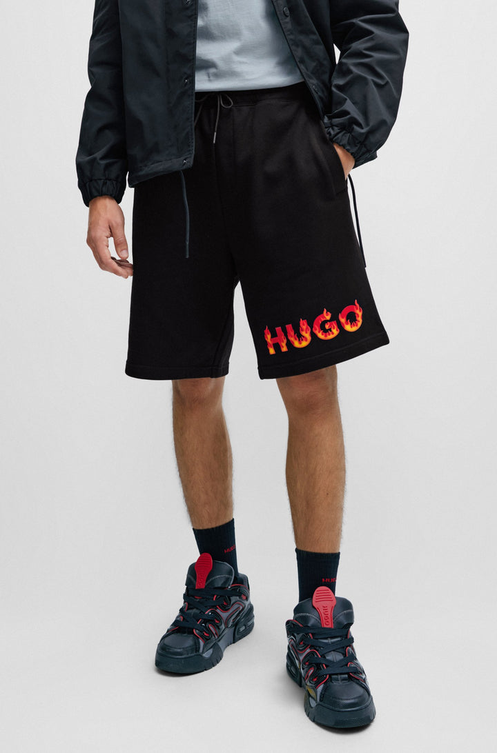 Hugo Cotton-terry shorts with puffed flame logo