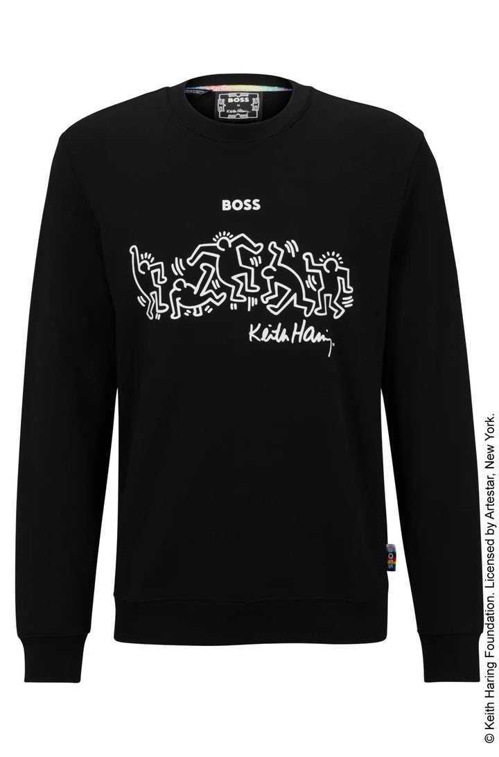 BOSS X KEITH HARING GENDER-NEUTRAL COTTON-BLEND SWEATSHIRT WITH SPECIAL ARTWORK