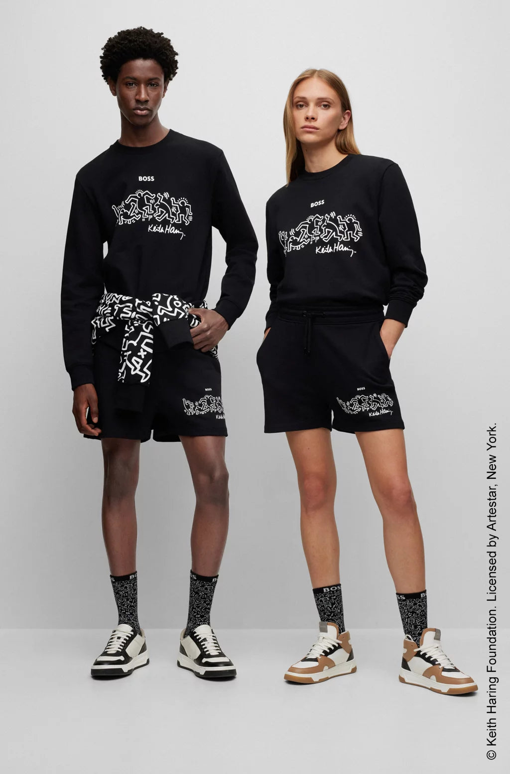 BOSS X KEITH HARING GENDER-NEUTRAL COTTON-BLEND SWEATSHIRT WITH SPECIAL ARTWORK