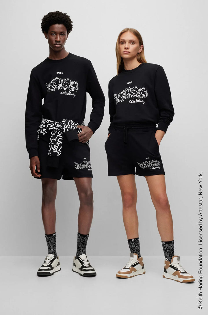 BOSS X KEITH HARING GENDER-NEUTRAL COTTON-BLEND SWEATSHIRT WITH SPECIAL ARTWORK