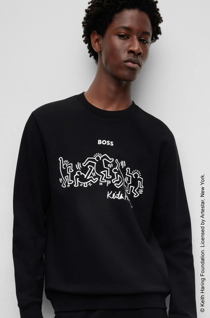 BOSS X KEITH HARING GENDER-NEUTRAL COTTON-BLEND SWEATSHIRT WITH SPECIAL ARTWORK