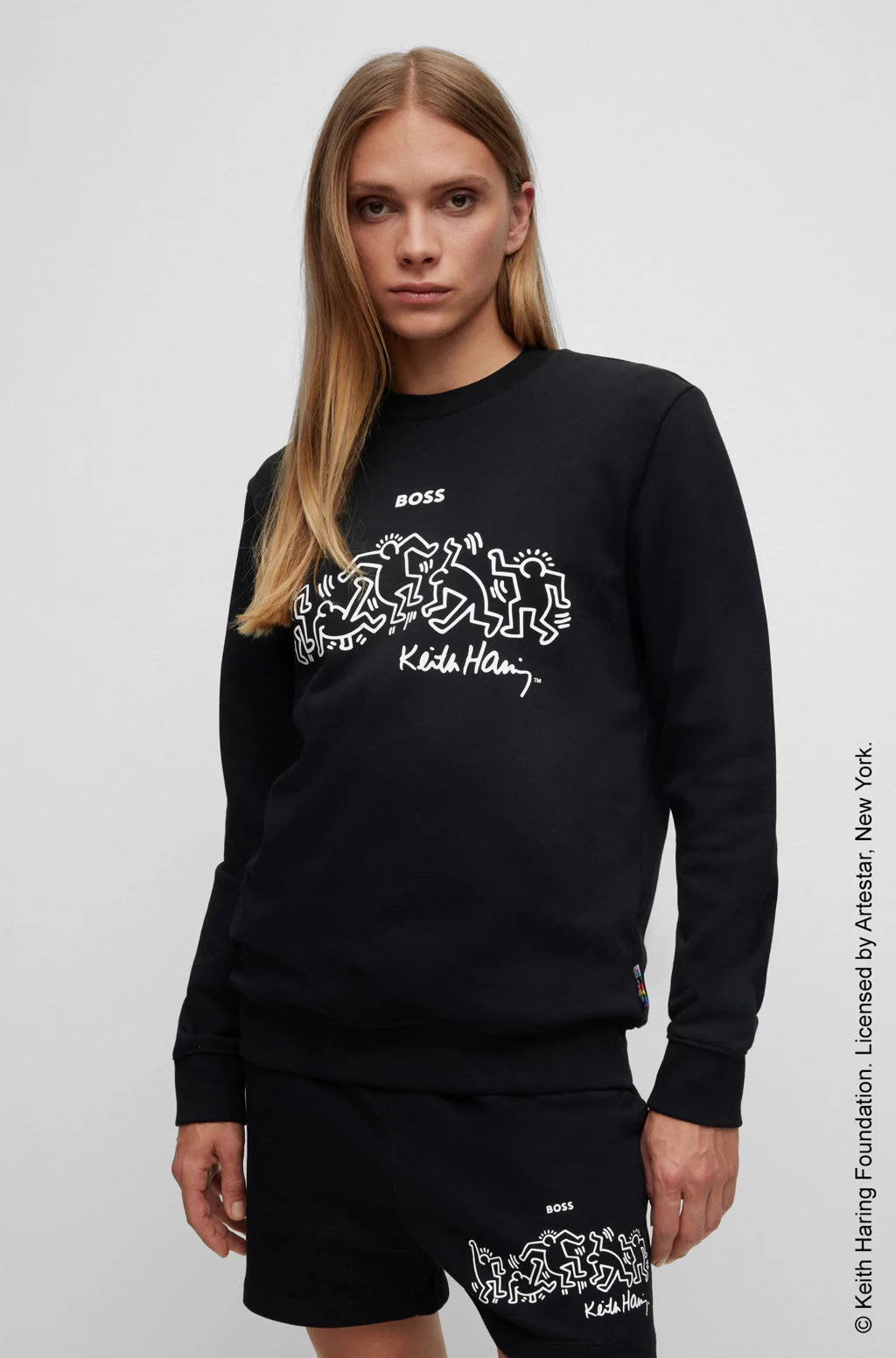 BOSS X KEITH HARING GENDER-NEUTRAL COTTON-BLEND SWEATSHIRT WITH SPECIAL ARTWORK
