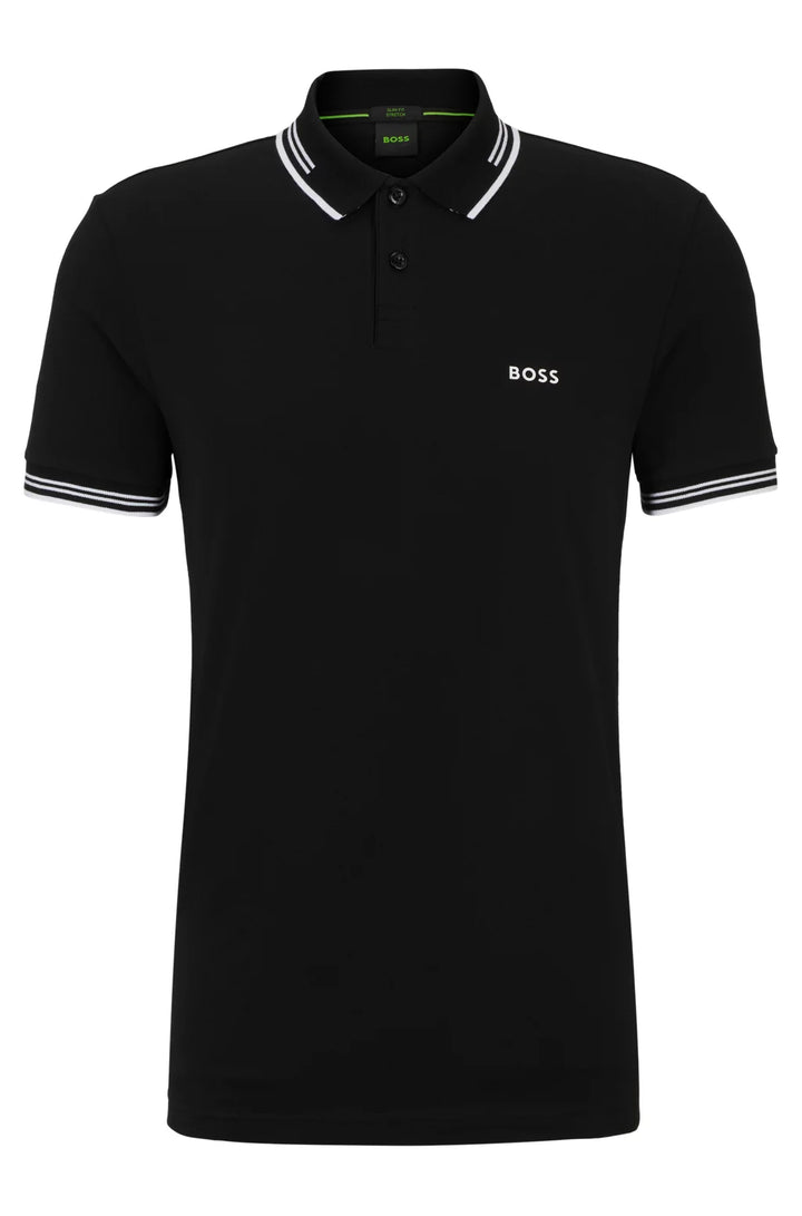 BOSS STRETCH-COTTON SLIM-FIT POLO SHIRT WITH BRANDING