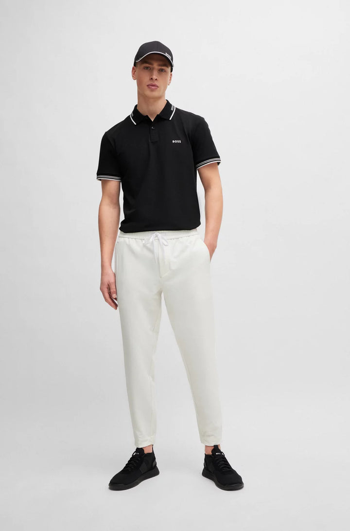 BOSS STRETCH-COTTON SLIM-FIT POLO SHIRT WITH BRANDING