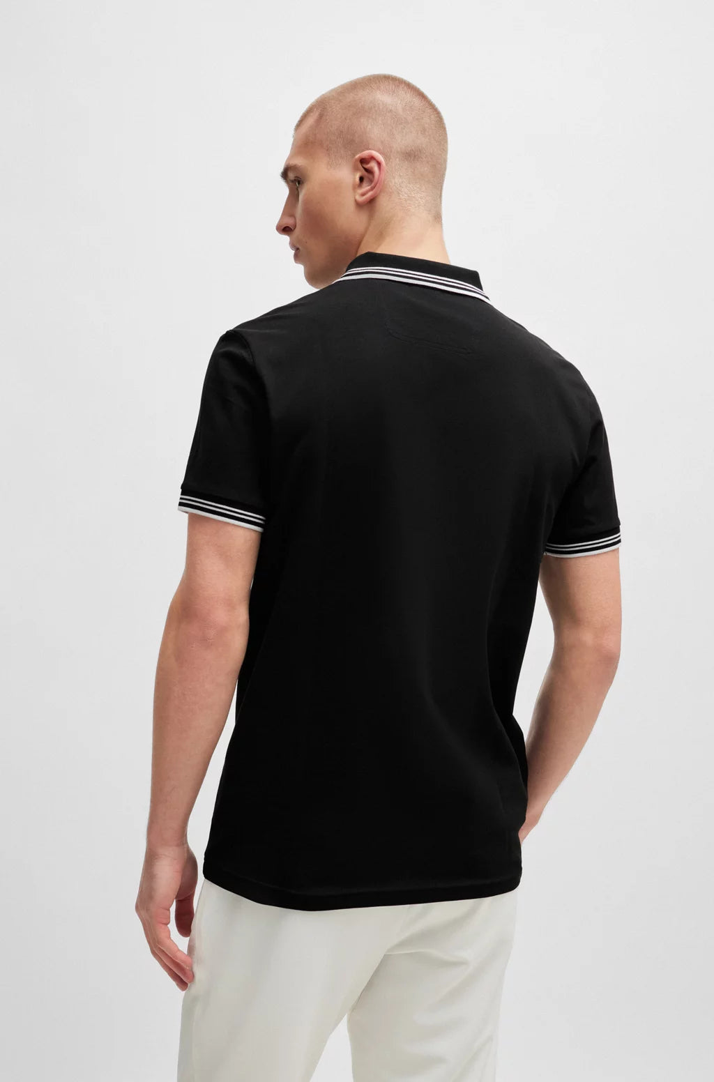 BOSS STRETCH-COTTON SLIM-FIT POLO SHIRT WITH BRANDING