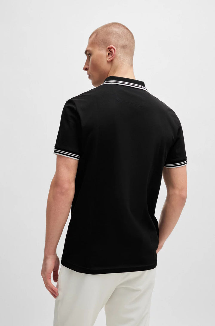 BOSS STRETCH-COTTON SLIM-FIT POLO SHIRT WITH BRANDING