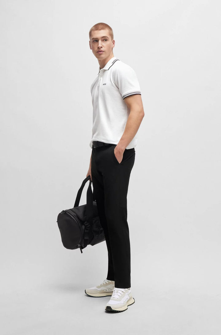 BOSS STRETCH-COTTON SLIM-FIT POLO SHIRT WITH BRANDING