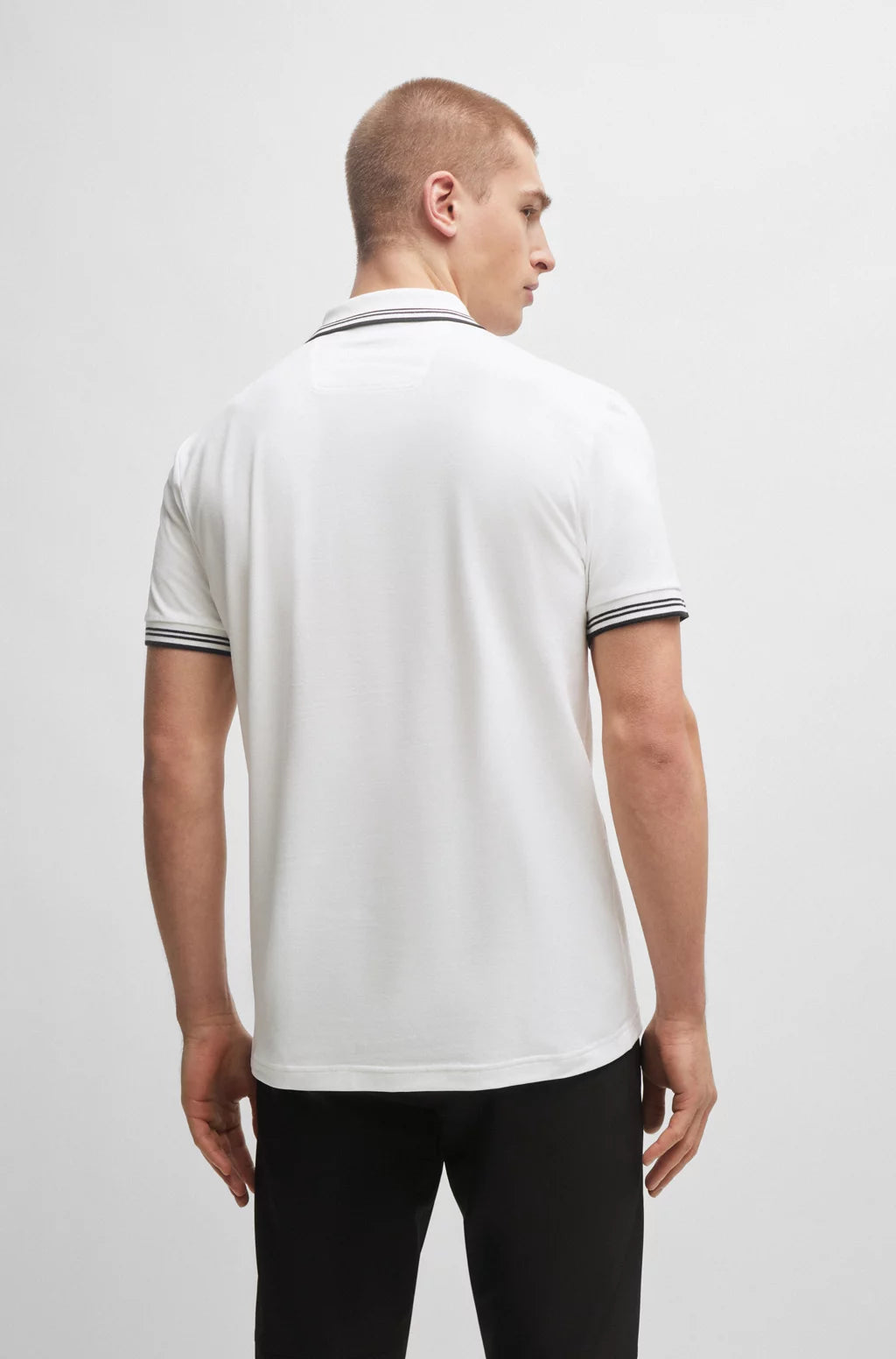 BOSS STRETCH-COTTON SLIM-FIT POLO SHIRT WITH BRANDING