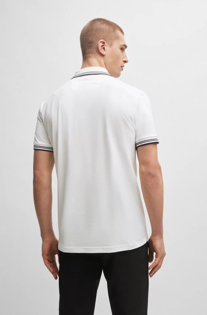 BOSS STRETCH-COTTON SLIM-FIT POLO SHIRT WITH BRANDING
