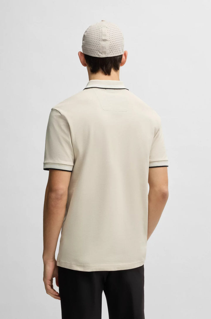BOSS STRETCH-COTTON SLIM-FIT POLO SHIRT WITH BRANDING