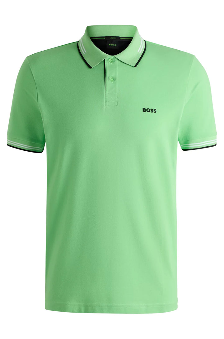 BOSS STRETCH-COTTON SLIM-FIT POLO SHIRT WITH BRANDING