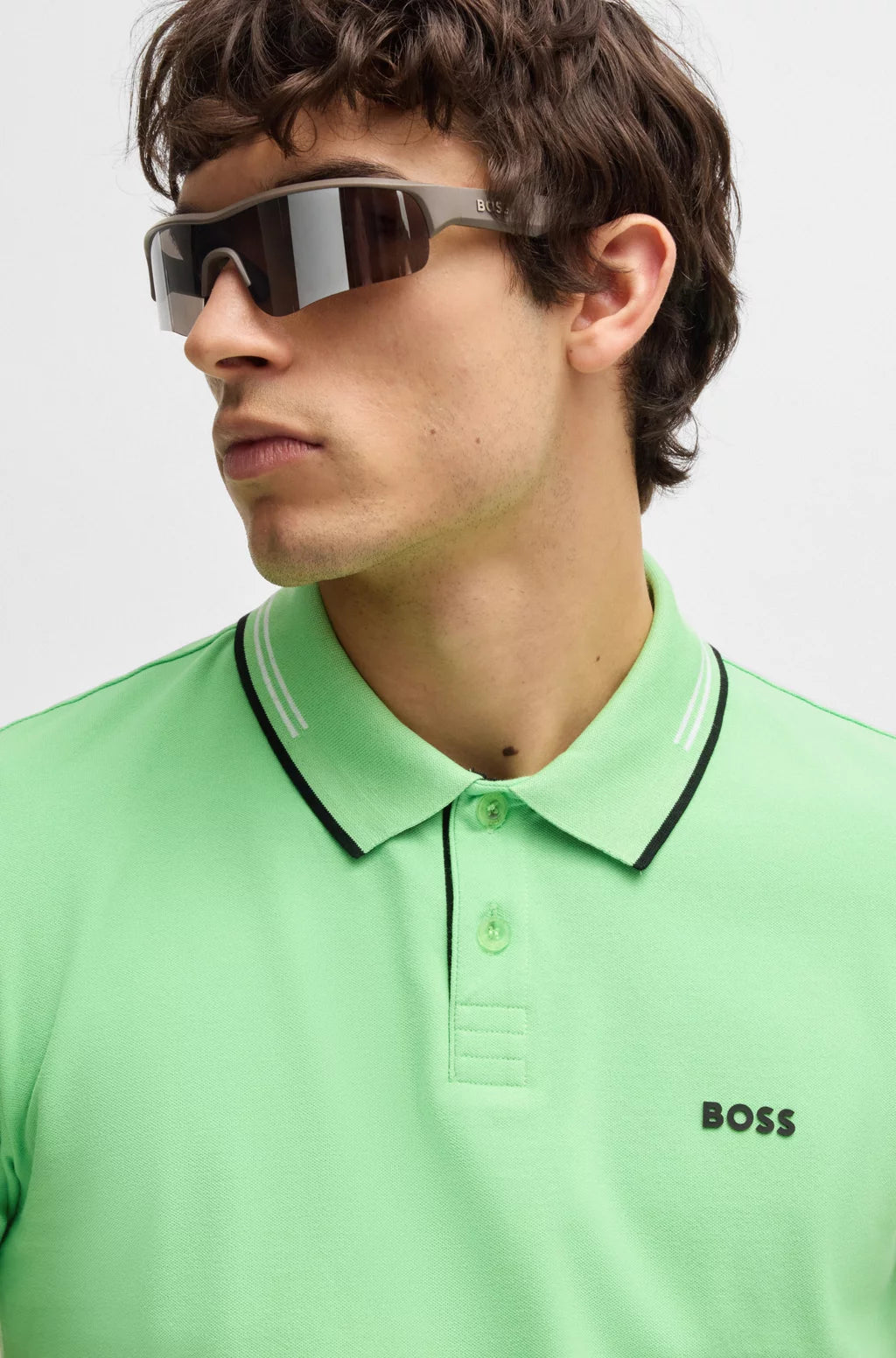 BOSS STRETCH-COTTON SLIM-FIT POLO SHIRT WITH BRANDING