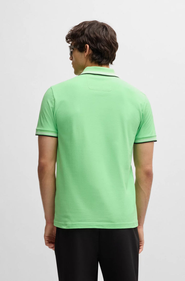 BOSS STRETCH-COTTON SLIM-FIT POLO SHIRT WITH BRANDING