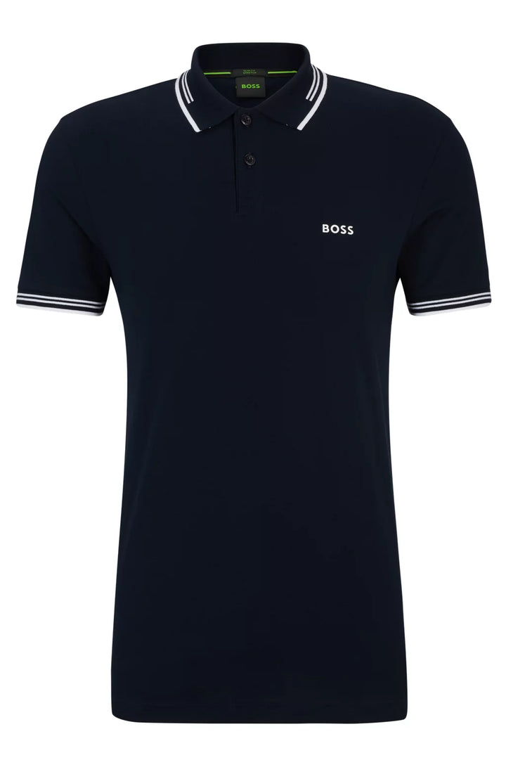 BOSS STRETCH-COTTON SLIM-FIT POLO SHIRT WITH BRANDING
