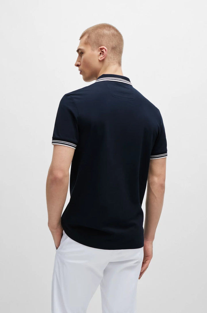 BOSS STRETCH-COTTON SLIM-FIT POLO SHIRT WITH BRANDING