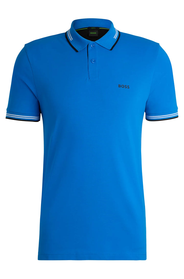 BOSS STRETCH-COTTON SLIM-FIT POLO SHIRT WITH BRANDING