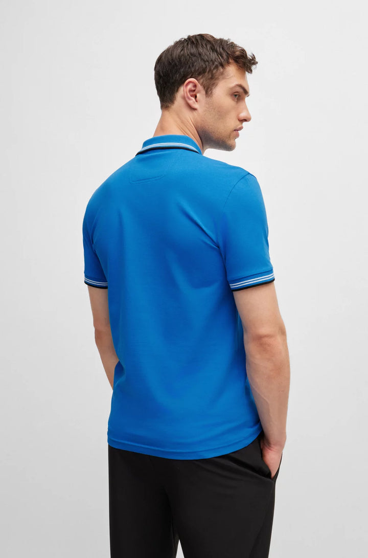 BOSS STRETCH-COTTON SLIM-FIT POLO SHIRT WITH BRANDING