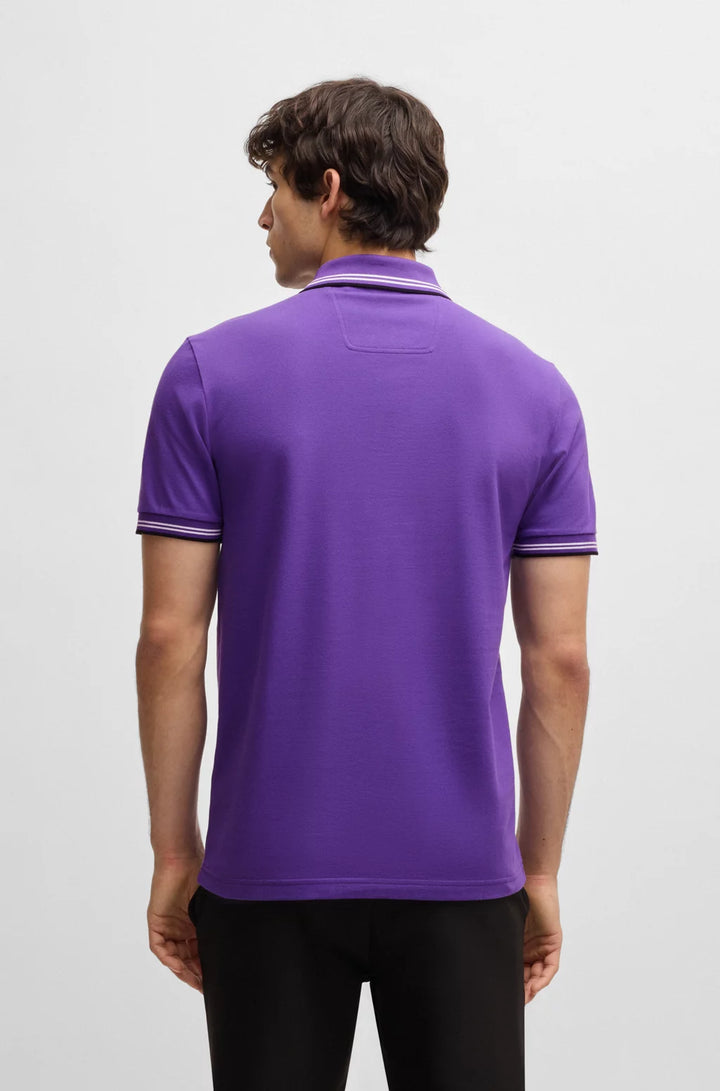 BOSS STRETCH-COTTON SLIM-FIT POLO SHIRT WITH BRANDING