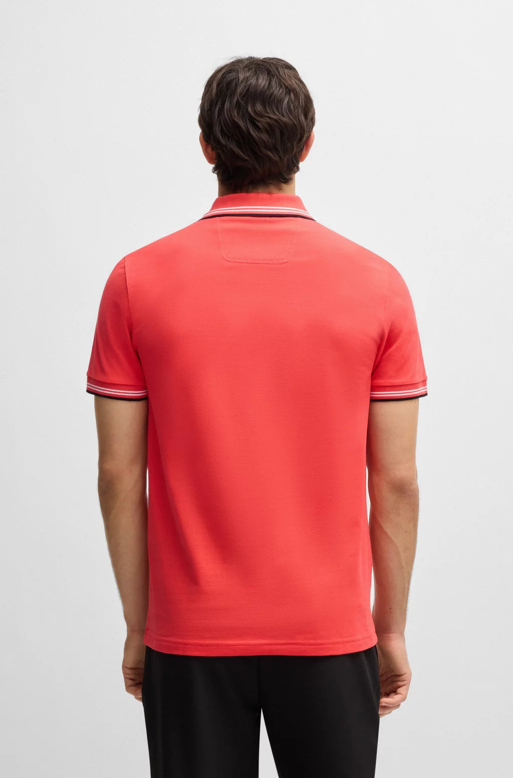 BOSS STRETCH-COTTON SLIM-FIT POLO SHIRT WITH BRANDING