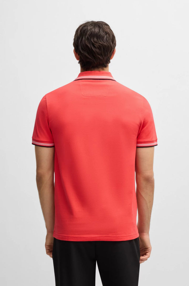 BOSS STRETCH-COTTON SLIM-FIT POLO SHIRT WITH BRANDING