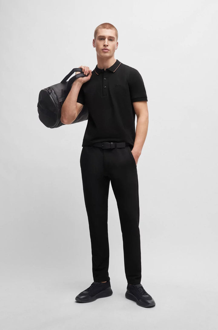 BOSS Cotton-piqué slim-fit polo shirt with tonal logo