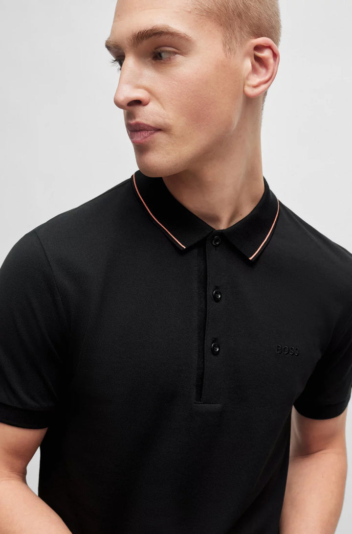 BOSS Cotton-piqué slim-fit polo shirt with tonal logo