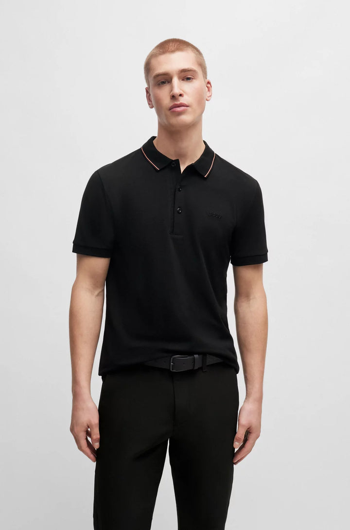 BOSS Cotton-piqué slim-fit polo shirt with tonal logo