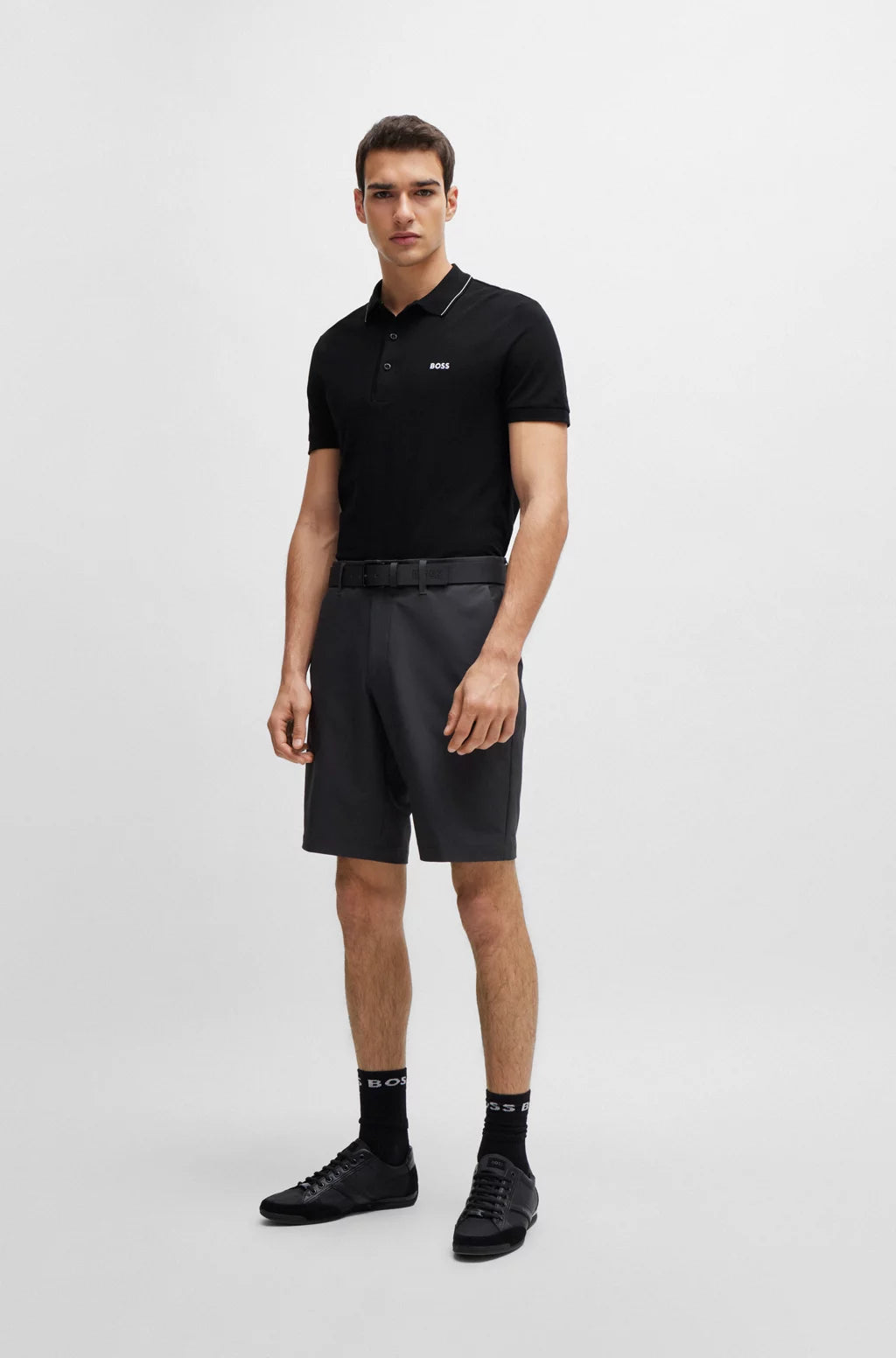 BOSS Cotton-piqué slim-fit polo shirt with tonal logo