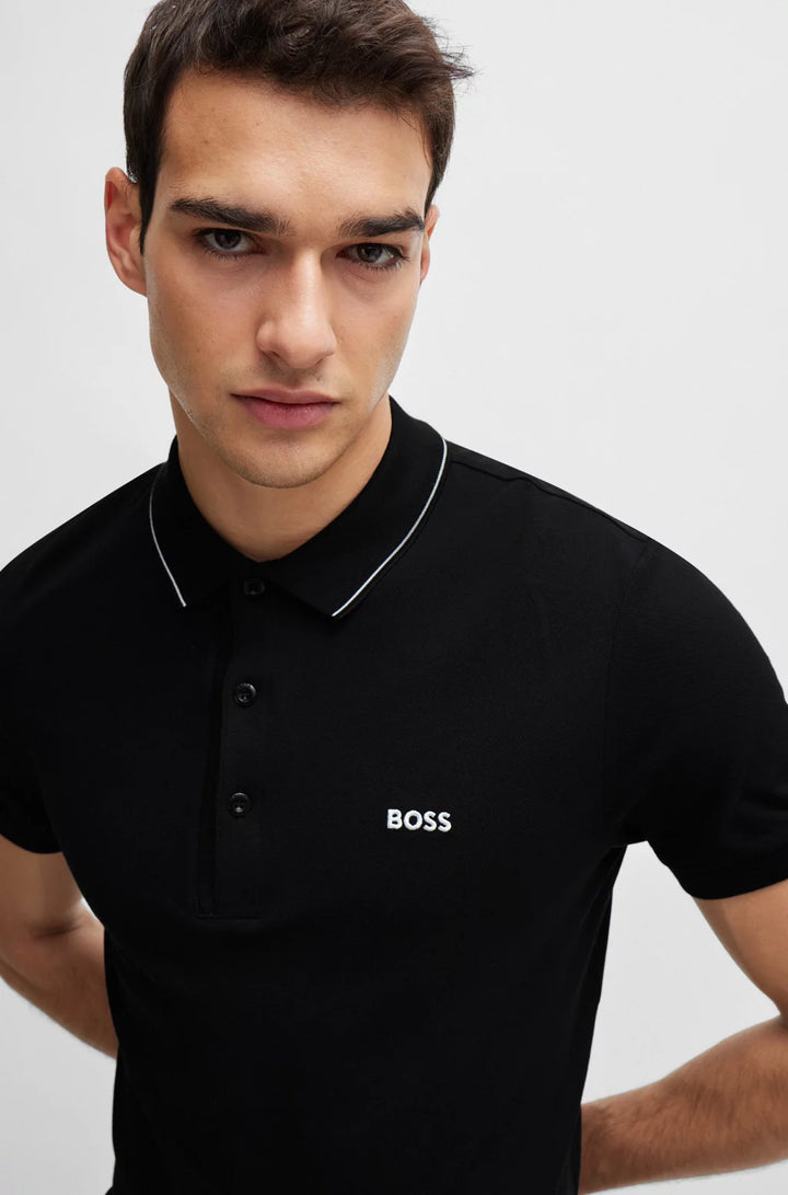 BOSS Cotton-piqué slim-fit polo shirt with tonal logo