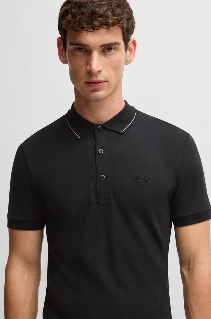 BOSS Cotton-piqué slim-fit polo shirt with tonal logo