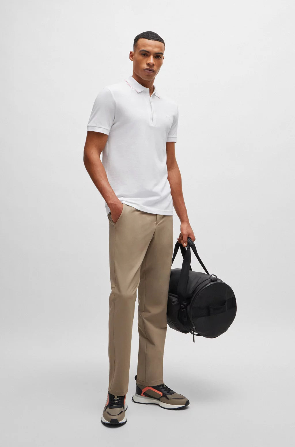 BOSS Cotton-piqué slim-fit polo shirt with tonal logo