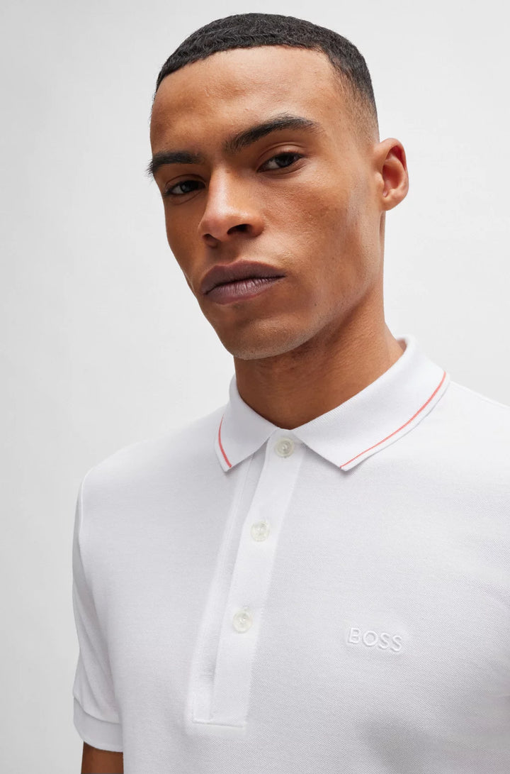 BOSS Cotton-piqué slim-fit polo shirt with tonal logo